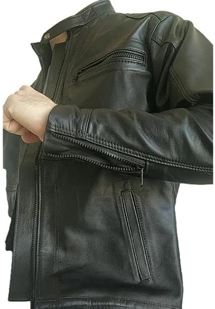 Miniatura 6 - Jaqueta de Couro Legítimo Masculino Esportiva