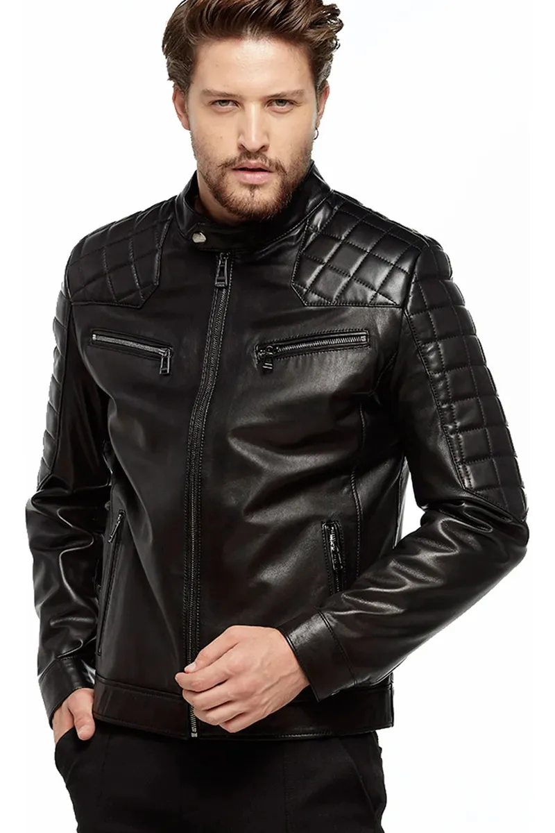 Miniatura 12 - Jaqueta de Couro Legítimo Masculino Esportiva