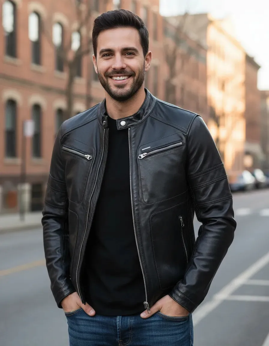 Miniatura 20 - Jaqueta de Couro Legítimo Masculino Esportiva