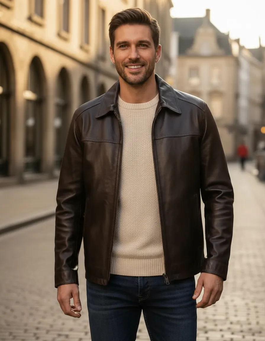 Miniatura 24 - Jaqueta de Couro Legítimo Masculino Esportiva