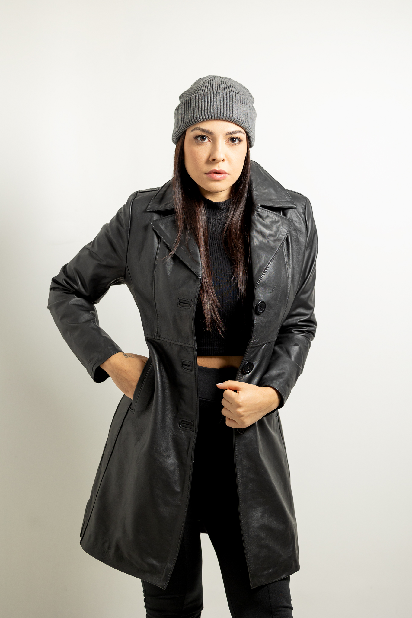 Miniatura 4 - Sobretudo Feminino Esportivo de Couro